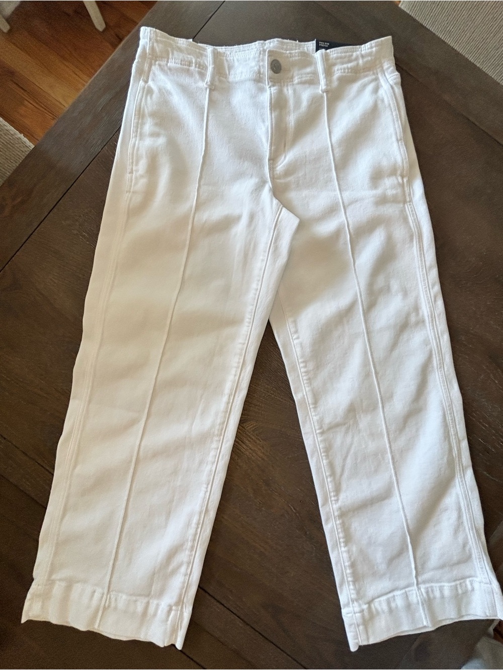 American Eagle Outfitters White Front-Seam Straight Leg Jeans